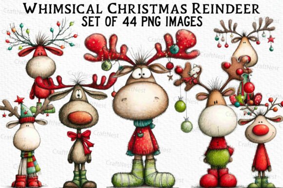 Download Whimsical Christmas Reindeer Clipart - Clipart Collection