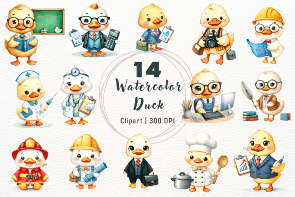 Download Watercolor Profession Duck Clipart - Clipart Collection