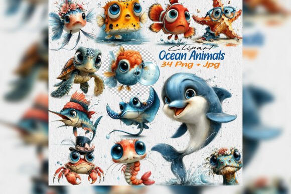 Download Ocean Animals Clipart PNG Summer Bundle - Ocean Collection