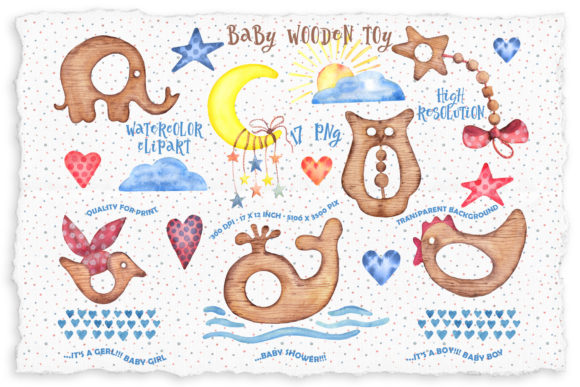 Download Watercolor Wooden Baby Toys Clipart. - Clipart Collection