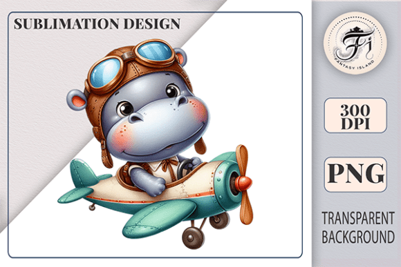 Download Cute Hippo Pilot Sublimation Clipart PNG - Clipart Collection