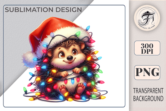 Download Santa Christmas Hedgehog Lights Clipart - Clipart Collection