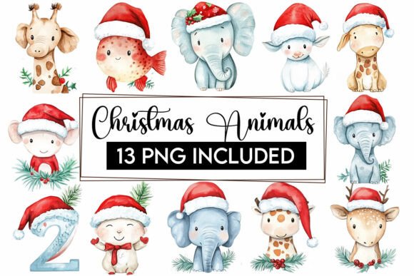 Download Christmas Baby Animals Clipart PNG Santa - Clipart Collection