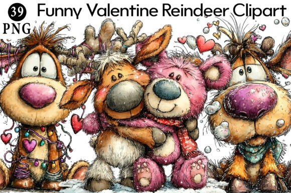 Download Funny Valentine Reindeer Clipart - Clipart Collection