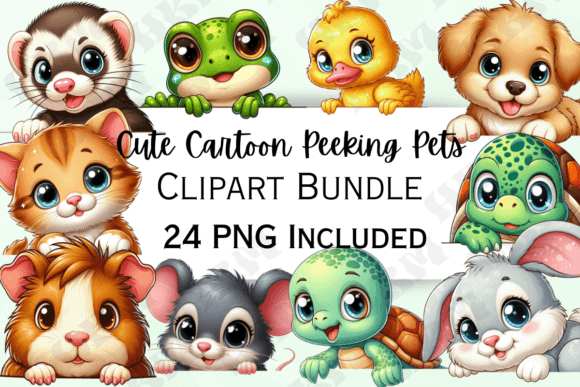 Download Cute Cartoon Peeking Pets Clipart - Clipart Collection