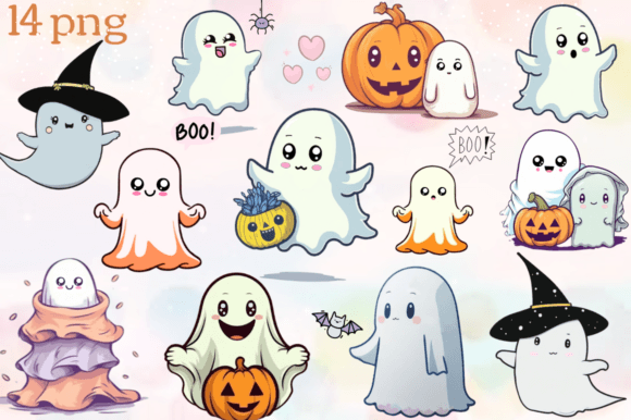 Download Kawaii Ghosts Clipart for Kids Halloween - Clipart Collection