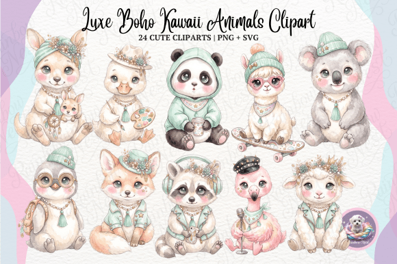 Download Luxe Boho Kawaii Animals Clipart - Clipart Collection