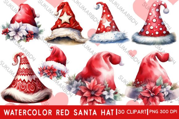 Download Watercolor Red Santa Hat Clipart - Clipart Collection
