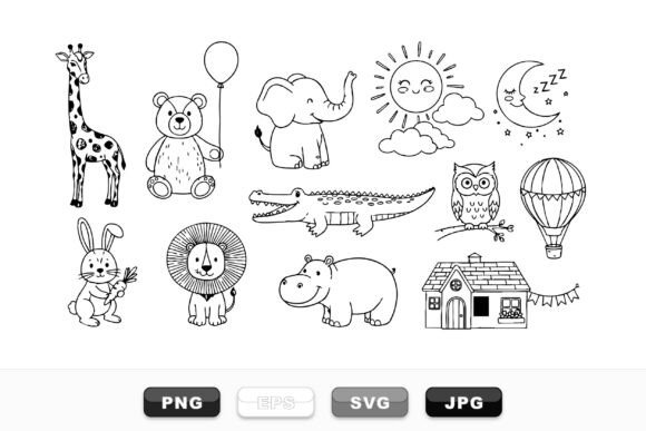 Download Cute Safari Animal Clipart Set - Clipart Collection