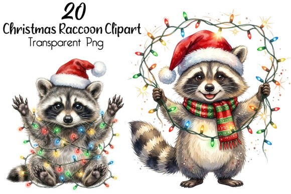 Download Patchwork Christmas Raccoon Clipart - Clipart Collection
