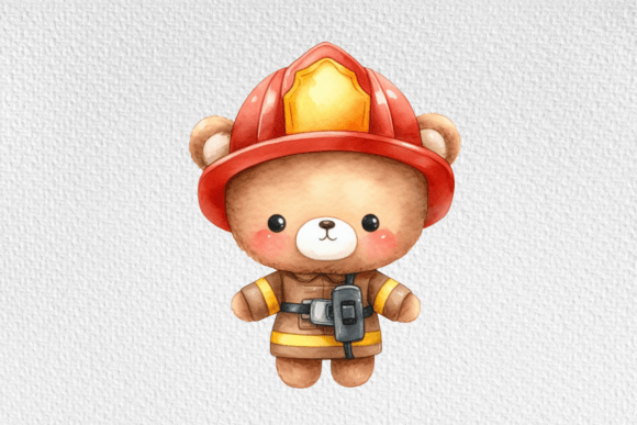 Download Firefighter Teddy Watercolor Clipart - Clipart Collection