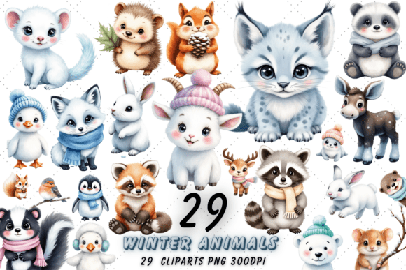 Download Winter Animals Watercolor Clipart Bundle - Clipart Collection