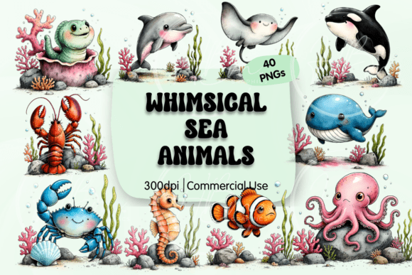 Download Whimsical Sea Animals PNG Clipart - Clipart Collection