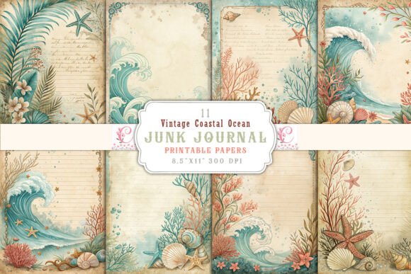 Download Vintage Coastal Ocean Junk Journal Pages - Ocean Collection