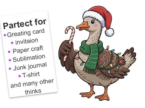Download Christmas Goose with Santa Hat Clipart. - Clipart Collection