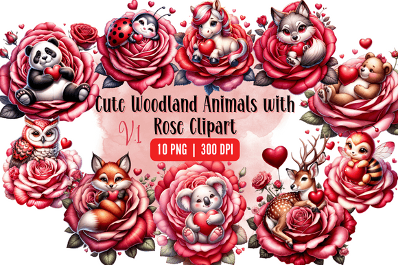 Download Watercolor Cute Woodland Animals Roses - Woodland animal Collection