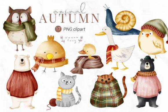 Download Watercolor Autumn Animal Cartoon Clipart - Clipart Collection