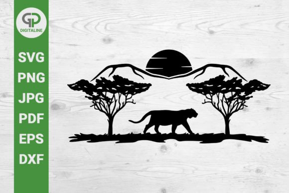 Download Tiger on Safari, Sunset in Africa SVG - Africa Collection
