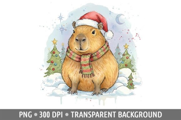 Download Christmas Capybara Clipart PNG Design - Clipart Collection