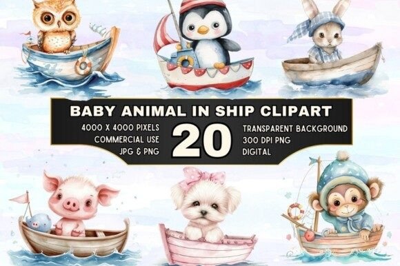 Download 20 Nautical Critters Clipart Bundle - Clipart Collection