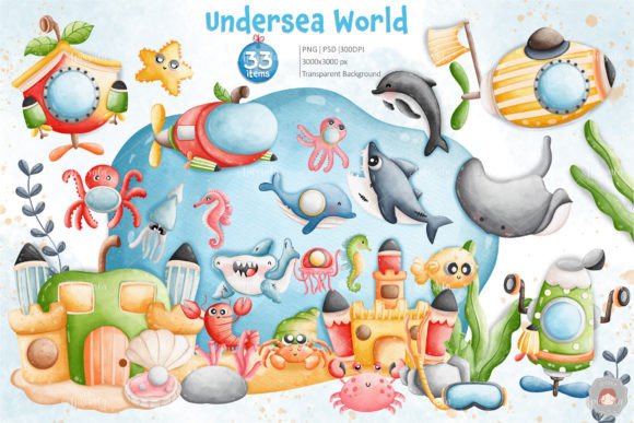 Download Watercolor Undersea World Clipart Set - Clipart Collection