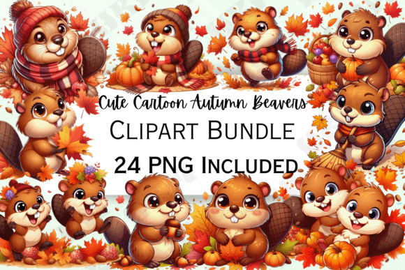 Download Cute Cartoon Autumn Beaver's Clipart - Clipart Collection