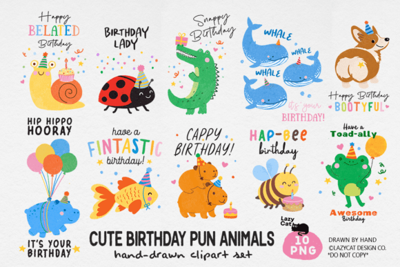 Download Birthday Pun Animal PNG Clipart Bundle - Clipart Collection