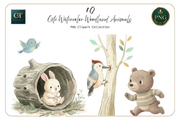 Download Cute Watercolor Woodland Animals Set - Woodland animal Collection