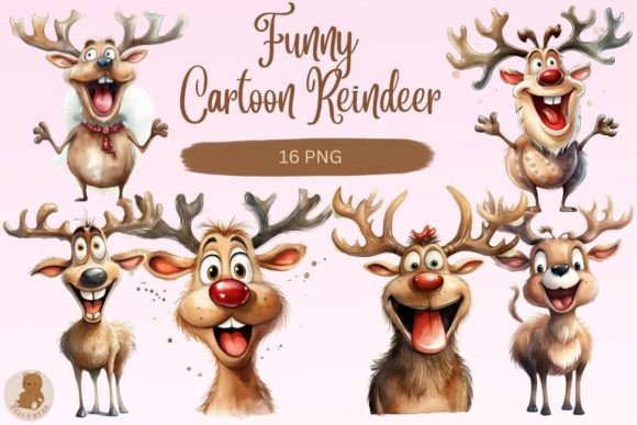 Download Funny Cartoon Reindeer Clipart - Clipart Collection