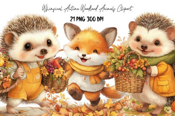 Download Whimsical Autumn Animals Clipart - Clipart Collection