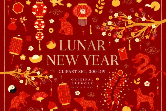 Download Lunar New Year SVG Digital Clipart Set - Clipart Collection