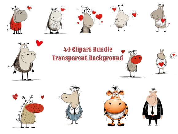 Download Funny Hippo Cartoon Clipart Bundle PNG - Clipart Collection