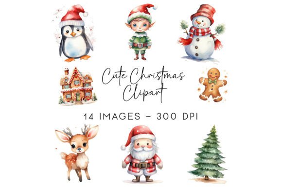 Download Cute Christmas Watercolor Clipart - Clipart Collection
