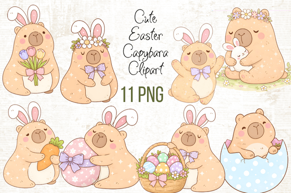Download Cute Easter Capybara Clipart - Clipart Collection