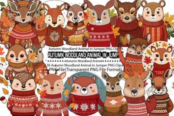 Download Autumn Woodland Animal in Jumper PNG - Woodland animal Collection