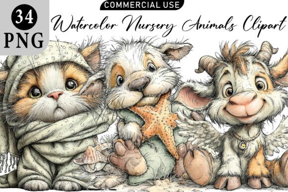 Download Watercolor Nursery Animals Clipart - Clipart Collection