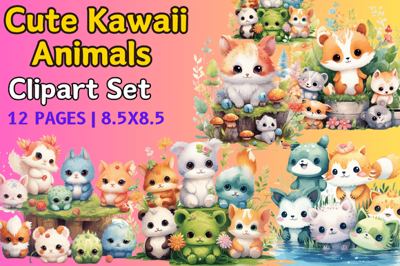 Download Cute Kawaii Animals Clipart Set - Clipart Collection