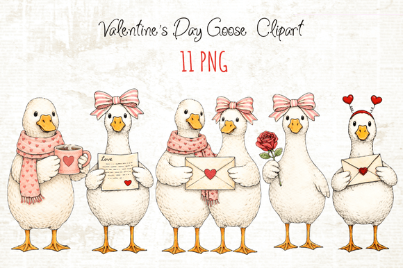Download Valentine's Day Goose Clipart PNG - Clipart Collection