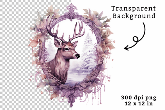 Download Vintage Watercolor Reindeer Clipart PNG - Clipart Collection