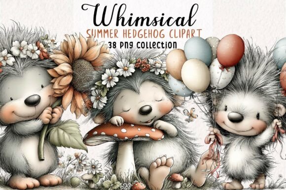 Download Whimsical Summer Hedgehog Clipart PNG - Clipart Collection