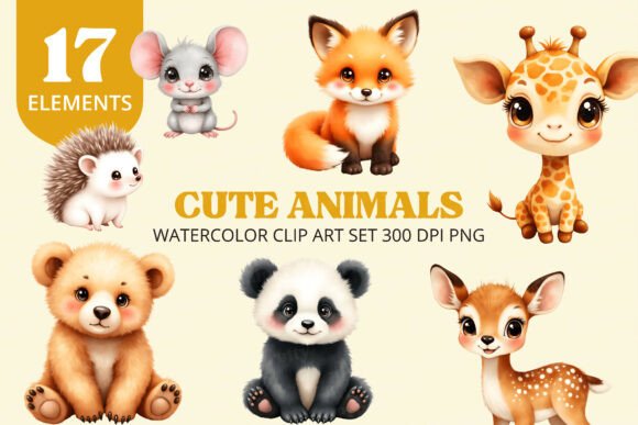 Download Cute Baby Animals Watercolor Clipart - Clipart Collection
