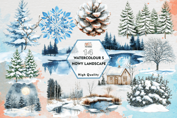 Download Watercolour Snowy Landscape Clipart PNG - Clipart Collection