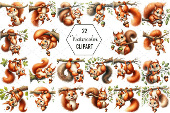 Download Silly Squirrel Watercolor Clipart Bundle - Clipart Collection
