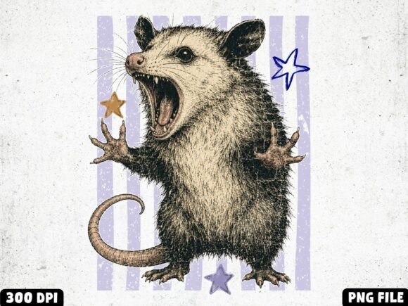 Download Funny Possum PNG | Retro Woodland Animal - Woodland animal Collection