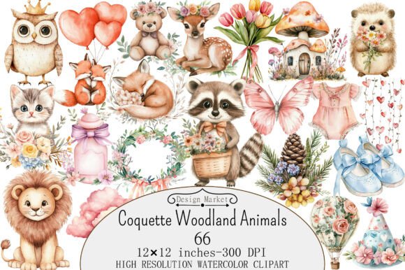 Download Pink Coquette Woodland Animals Clipart - Clipart Collection