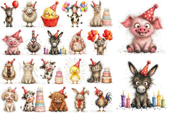 Download Whimsical Funny Animals Birthday Clipart - Clipart Collection