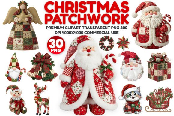 Download Christmas Patchwork Clipart PNG Bundle - Clipart Collection