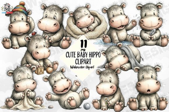 Download Cute Baby Hippo Clipart PNG - Clipart Collection