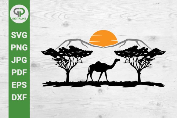 Download Camel on Safari, Sunset in Africa SVG - Africa Collection
