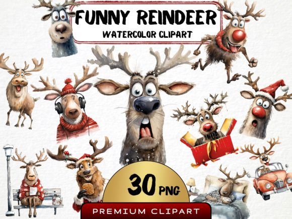 Download Funny Christmas Reindeer Clipart - Clipart Collection